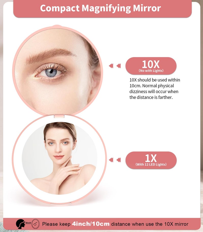 Wobsion Compact Travel Mirror - 1x/10x Magnification, Handheld 2-Sided, Perfect for Purses & Handbags - Image 2